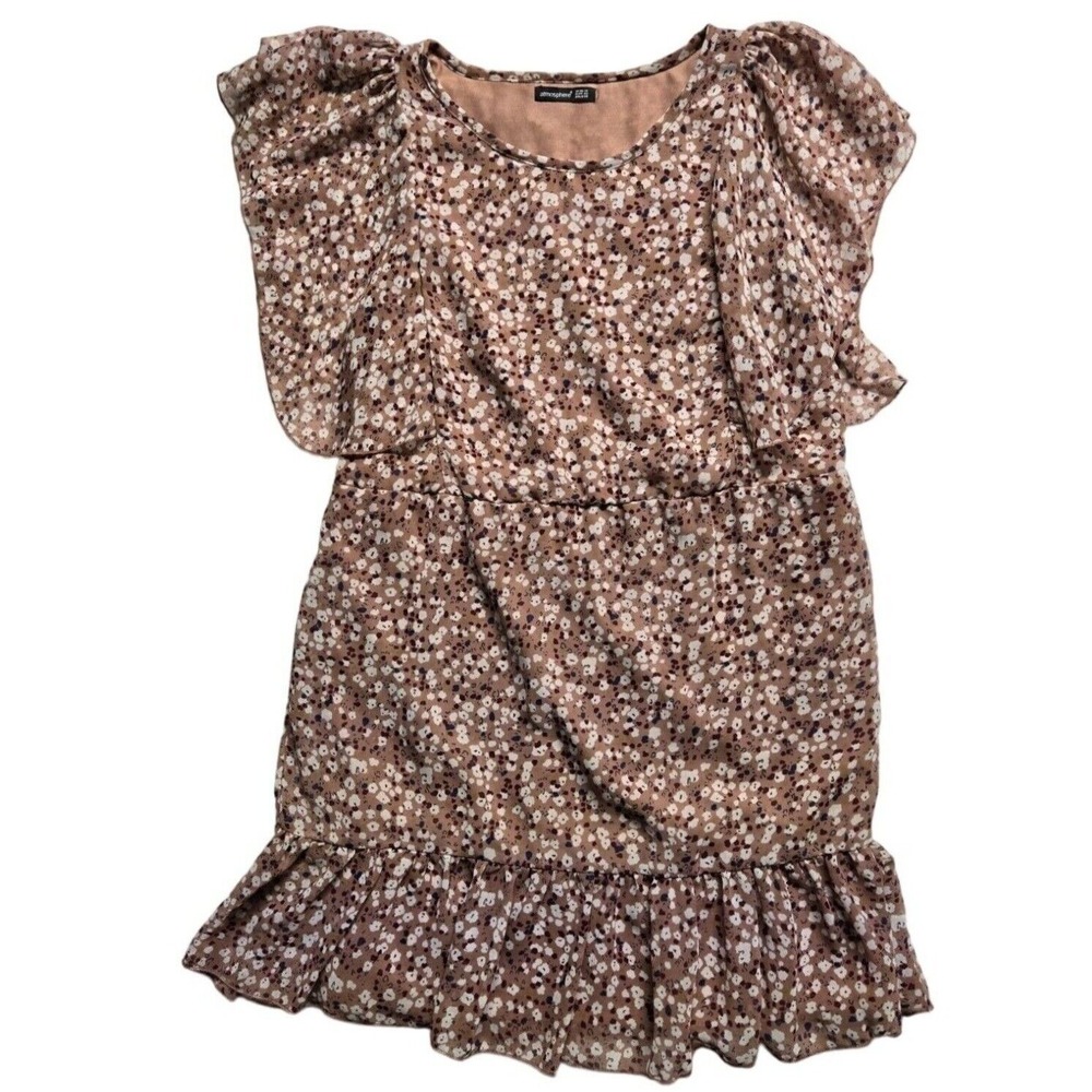 Atmosphere Floral Mini Dress - Brown and Cream